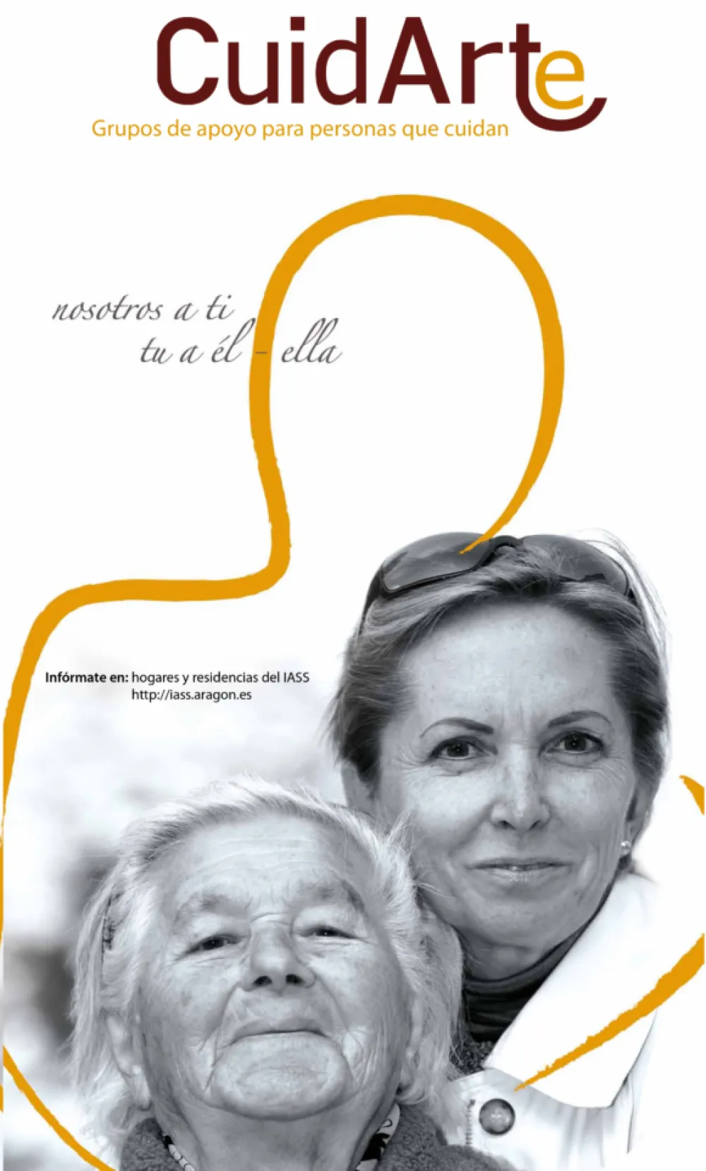 Foto del carted de cuidarte con una señora mayor y una señora joven sonriendo