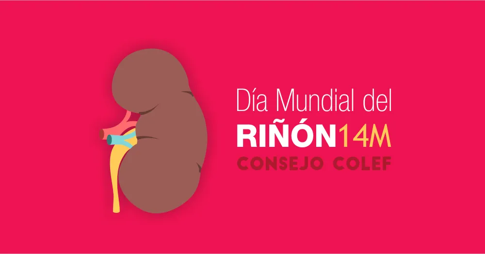 Foto de un cartel del dia mundial de riñon con un dibujo de un riñon